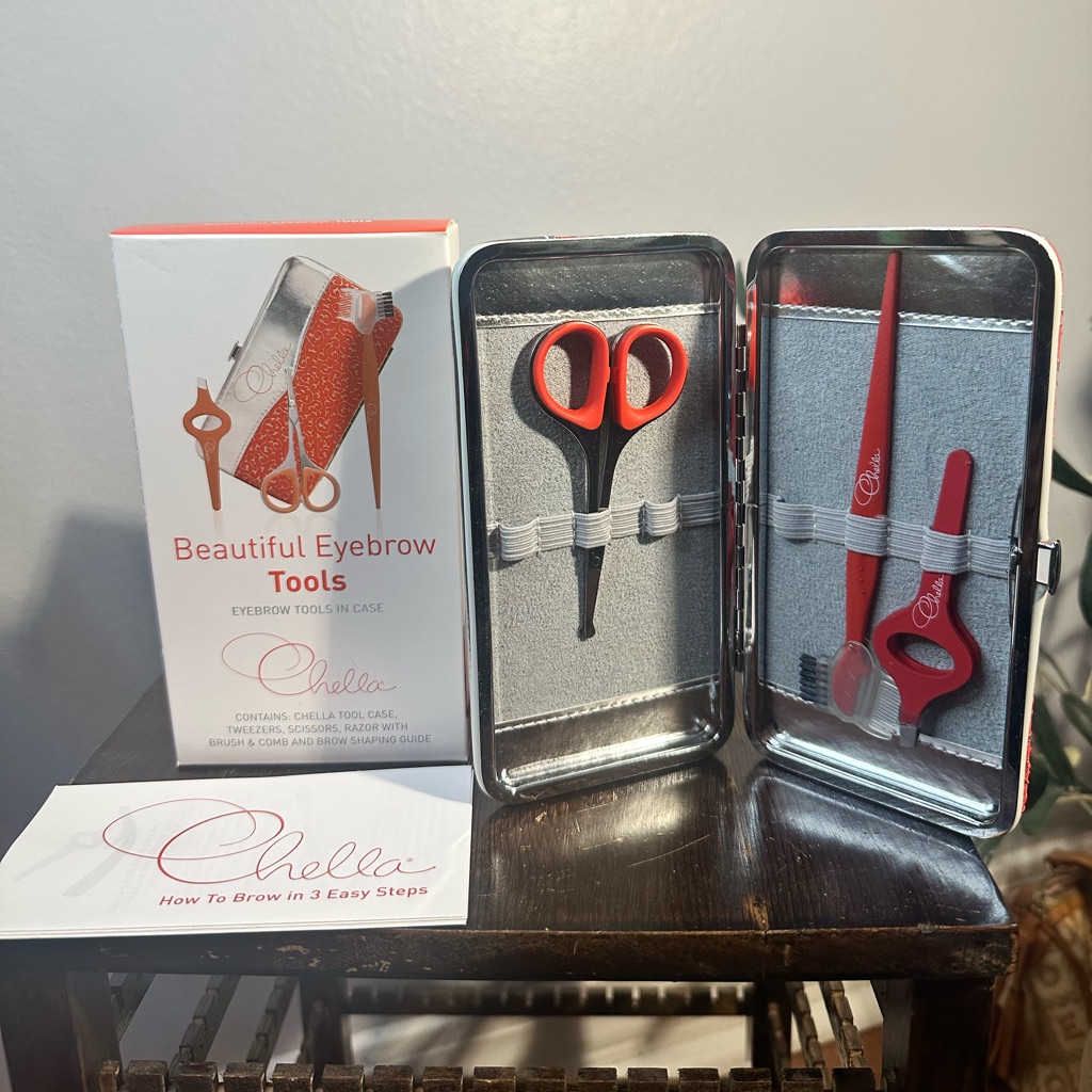 Chella Red And Silver Eyebrow Tool Kit With Case Nwt